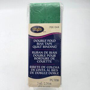 Wrights Double Fold Bias Tape Quilt Binding Green 3 Yards .875" Wide